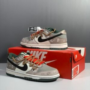 Nike Dunk Low Retro Vibe Grey and Green Sneaker For Men, Men's Shoes
