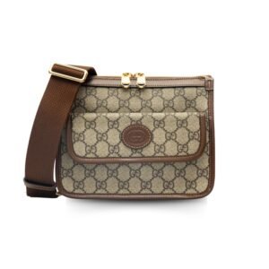 Gucci Messenger Bag With Interlocking G Beige/Ebony GG Supreme Canvas