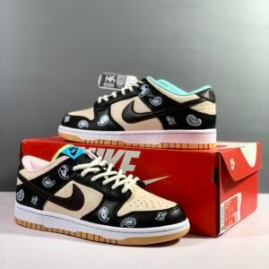 Nike Dunk Low Essential Paisley Pack Black and Beige Sneaker For Men, Men's Shoes