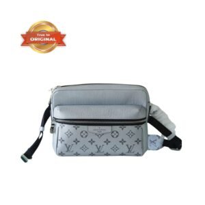 [True-to-ORIGINAL] Louis Vuitton Outdoor Messenger Bag Monogram/Taiga Gunmetal Grey For Men Bags 10.2in/26cm - M30830