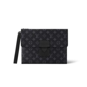 Louis Vuitton Pochette S-Lock Bag Black For Men 11in/28cm M82598