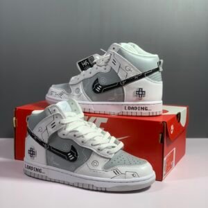 Nike Dunk High Top “Video Game” White Grey Black PS5 Loading Sneaker For Men, Men's Shoes
