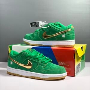 Nike SB Dunk Low Pro St Patrick’s Day Green/Metallic Gold-White-Light Gum Sneaker For Men, Men’s Shoes DN3674-303