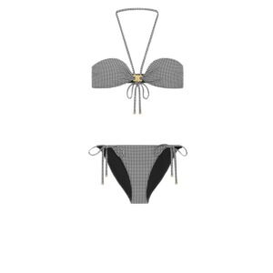 Celine Triomphe Balconette Bikini In Vichy Jersey Blanc/Noir For Women RZ00C0J41.01XN