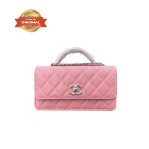 [True-to-ORIGINAL] Chanel Clutch With Chain Pink 7.3in/18.5cm For Women