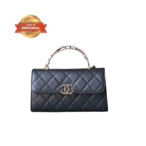 [True-to-ORIGINAL] Chanel Flap Phone Holder With Chain Black For Women 18cm/7.1in