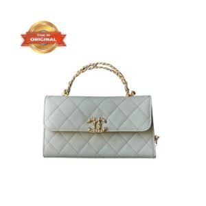 [True-to-ORIGINAL] Chanel Flap Phone Holder With Chain Light Blue For Women 18cm/7.1in