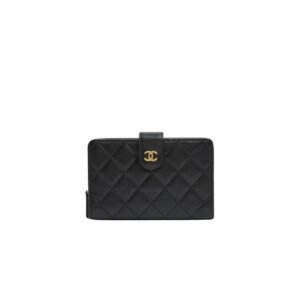 Chanel CC Lambskin Wallet Gold Hardware Black For Women 5.9 in / 15 cm