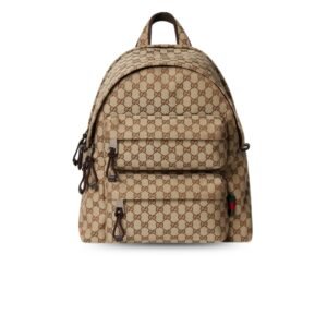 Gucci GG Canvas Medium Backpack Beige And Dark Brown For Men 14.4in/37cm 800265 FADSC 9852