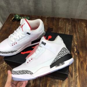 Nike Air Jordan 3 Retro Sneaker High Top White With Elephant Print Sneaker For Men, Men's Shoes