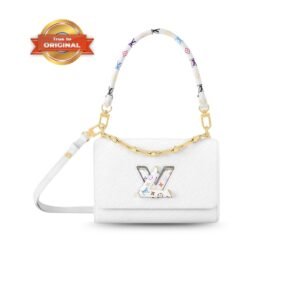 [True-to-ORIGINAL] Louis Vuitton LV x TM Twist MM Slim Handbag White For Women 9.1in/23cm M13678