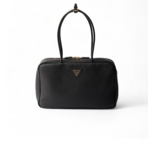 Prada Large Leather Top-Handle Bag Black For Men 13.4in/34cm 1BB128_2DKV_F0632_V_ONO