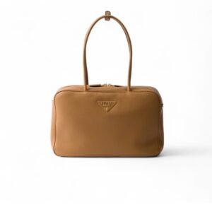 Prada Large Leather Top-Handle Bag Caramel For Men 13.4in/34cm 1BB128_2DKV_F03V8_V_ONO