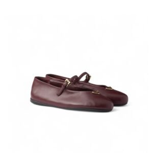 Prada Leather Ballerinas Burgundy For Women 1F793N_038_F0007_F_005