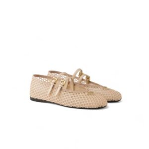 Prada Mesh Fabric Ballerinas Travertine Stone For Women 1F915N_099_F0485_F_005
