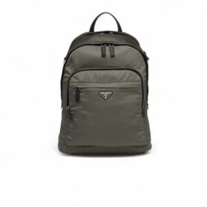 Prada Re-Nylon And Leather Backpack Forest Green For Men 12.2in/31cm 2VZ048_2DMG_F0414_V_OOO