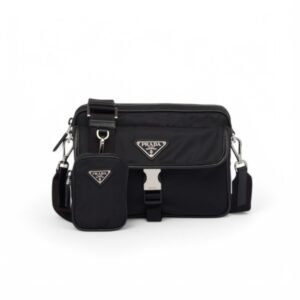 Prada Re-Nylon And Saffiano Leather Shoulder Bag Black For Men 8.7in/22cm 2VH133_2DMH_F0002_V_XMP