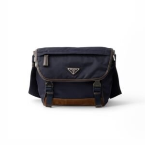 Prada Small Re-Nylon And Leather Shoulder Bag Blue For Men 8.9in/22.5cm 2VD066_384_F0C1B_V_OOF